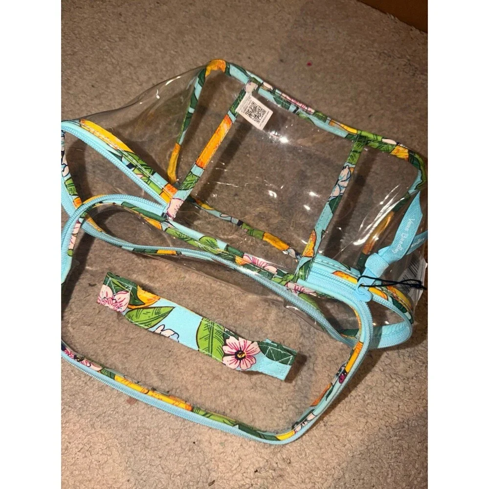 Vera Bradley Lemon Grove Piece Cosmetic Organizer Bag clear make up